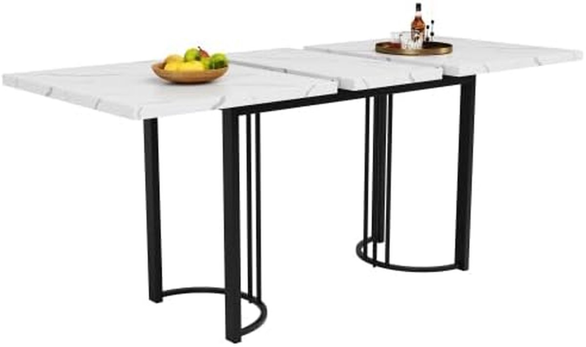 Uittrekbare Eettafel - Telescopische Tafel Verstelbare Tafel - Flexibel Eten - Ruimtebesparend Design - 140-1795 cm - Wit/Zwart