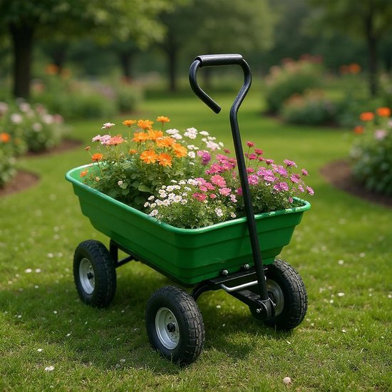 NAVOBIZ Kiepwagen - Transportwagen - Kruiwagen - Kiepwagen - 600 kg draagvermogen - Stalen frame - Luchtgevulde banden - Groen — afbeelding 2