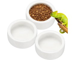 Keramische reptielenvoederbak set van 3, ideaal voor terrarium, voer en water voor luipaardgekko, baardagame en andere reptielen, eenvoudig schoon te maken en duurzaam