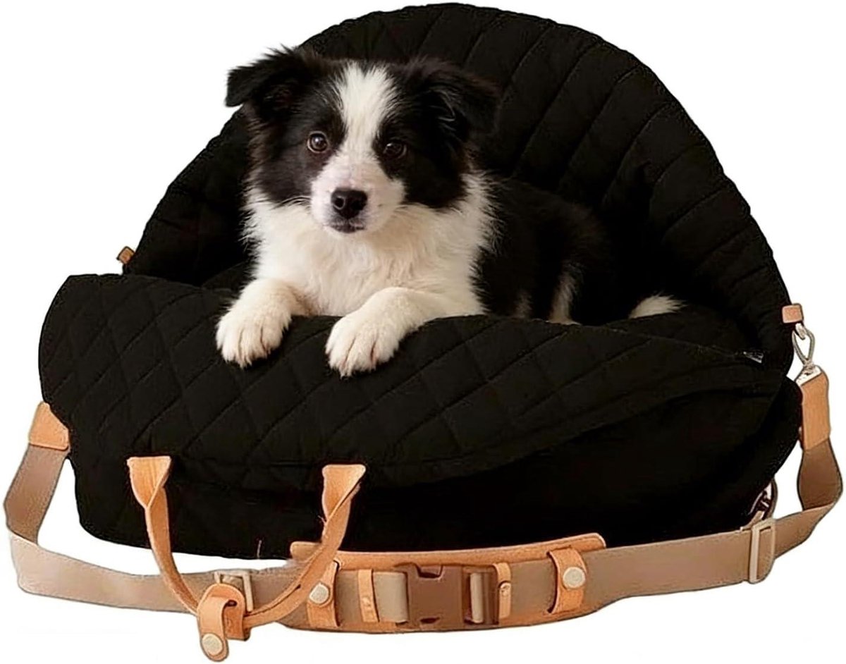 Hondenautostoeltje - Puppydrager Hondenzitje - Veilig Reizen - Wrap Around Bolster - 45x43x34cm - Zwart