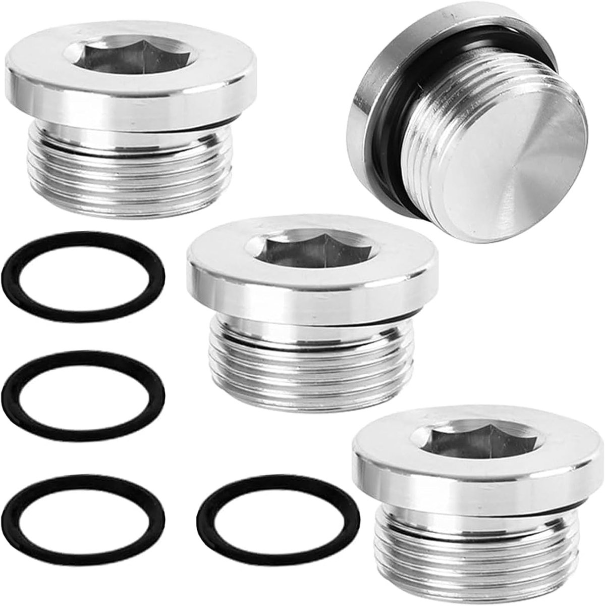 SnelShoppen - 4 Stuks Blinde Plugs 1/4 Inch, Carbon Staal Slotplugs, Zelfvullende Dock Caps, Waterdichte Afsluitingen Voor Diverse Toepassingen in de