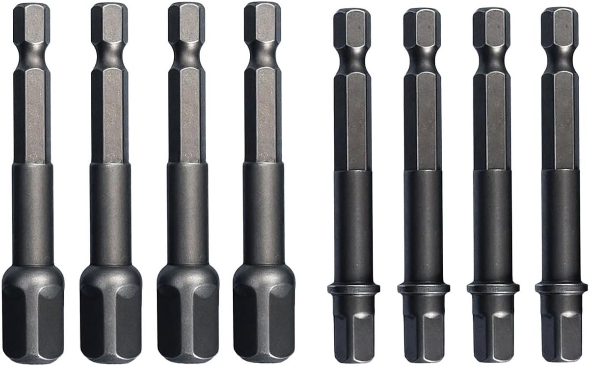 Set of 8 socket wrenches, screwdriver inserts with caps for screwdriver 3/8 to 1/4, hexagonal adapter for socket - ShopVlot