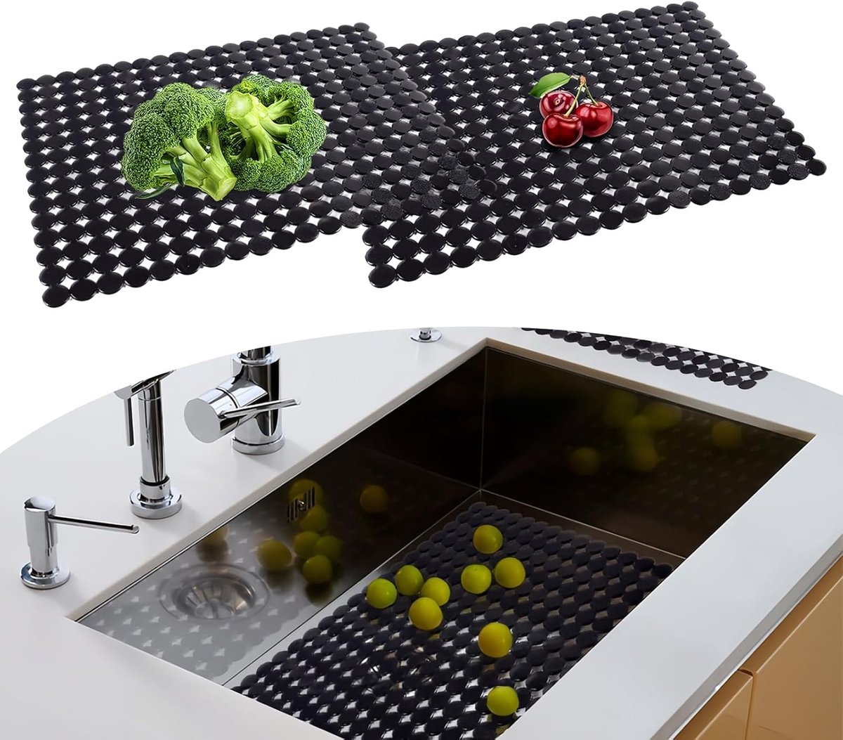 Keukenafvoer Mat 2 Stuks - PVC - Antislip - Bescherming voor Keramische Spoelbak - ShopVlot