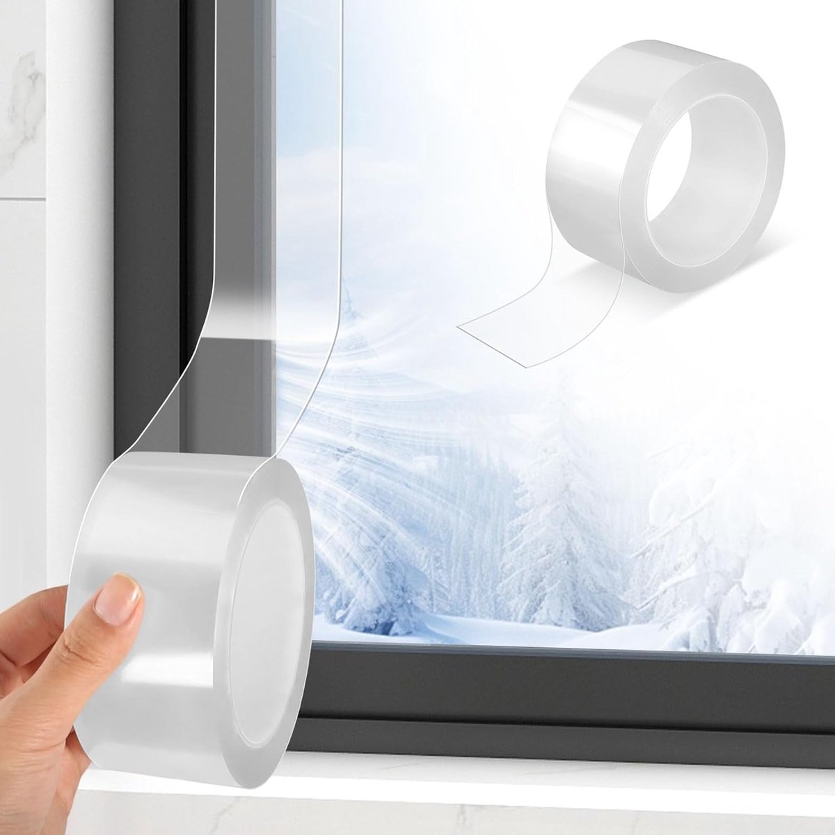 Raamafdichting tape 5 cm x 10 m - transparant - waterdicht - houdt koude lucht en stof buiten - SnelShoppen