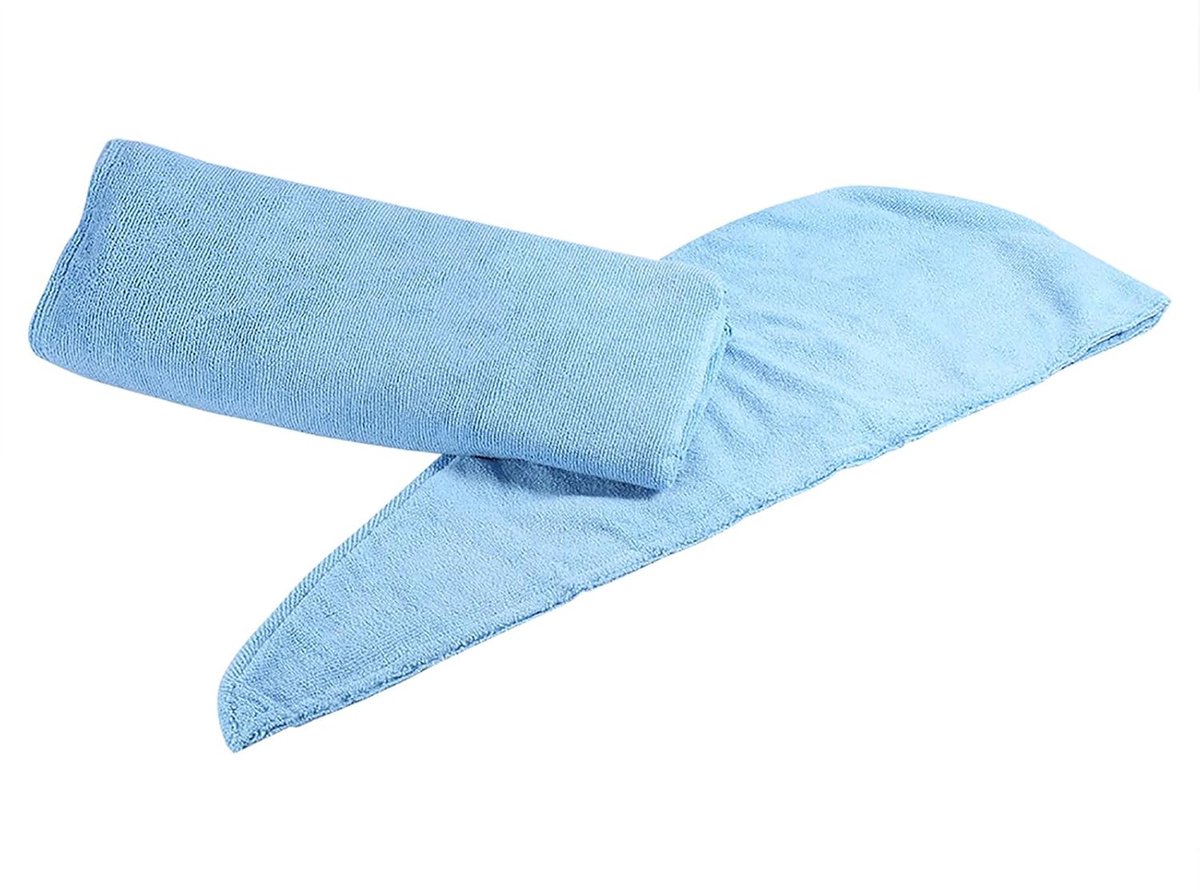 SnelShoppen - 6 Kleuren Dames Zachte Spa Bad Lichaamswikkel Set Handdoek Badjas met Sneldrogende Haar Droogkap (Blauw)