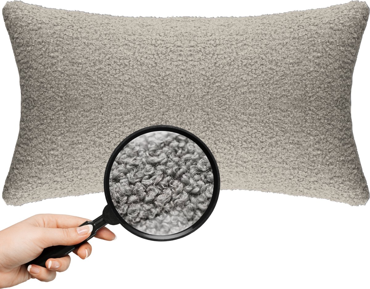 Cohoso Sierkussen 30x50 cm - Semmi Beige - Teddy Bouclé - Inclusief binnenkussen Beige 30x50