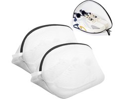 Wasnet voor schoenen, 2-delige mesh tas met rits, 40 x 25 x 25 cm, ideaal voor sneakers, sokken en delicate was.