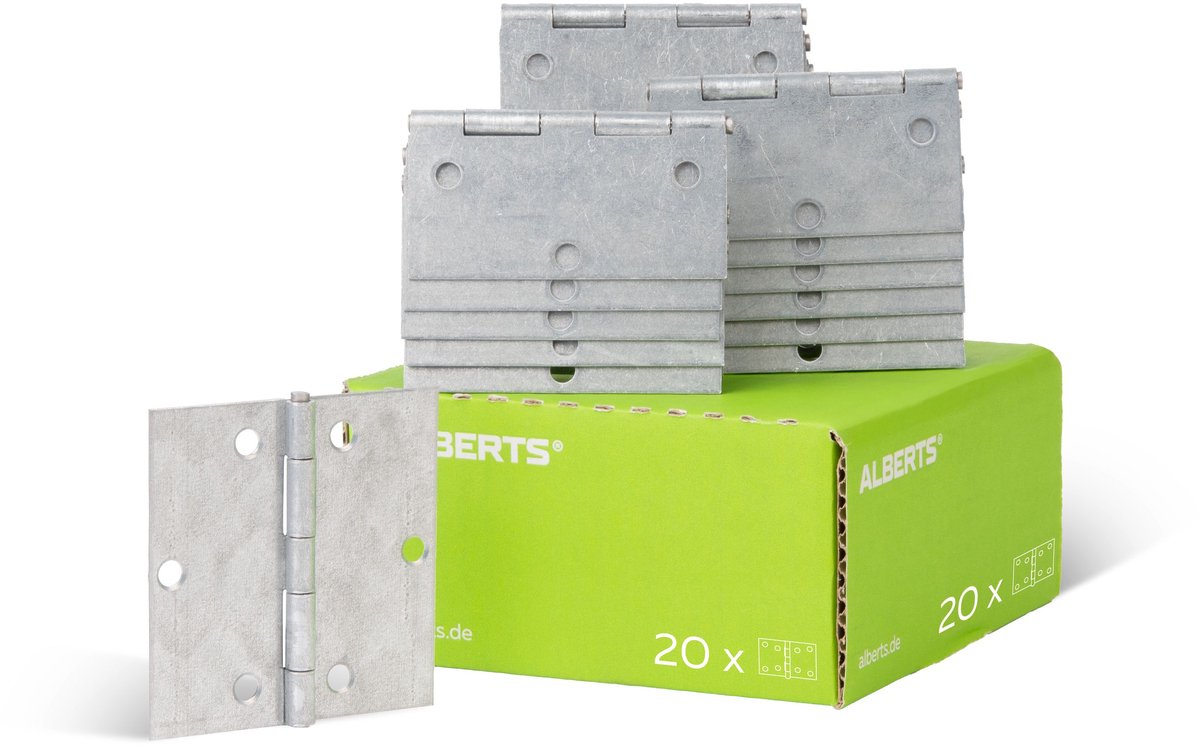 Alberts 850296 scharnier | vierkant | sendzimir verzinkt | 80 x 80 mm | set van 20