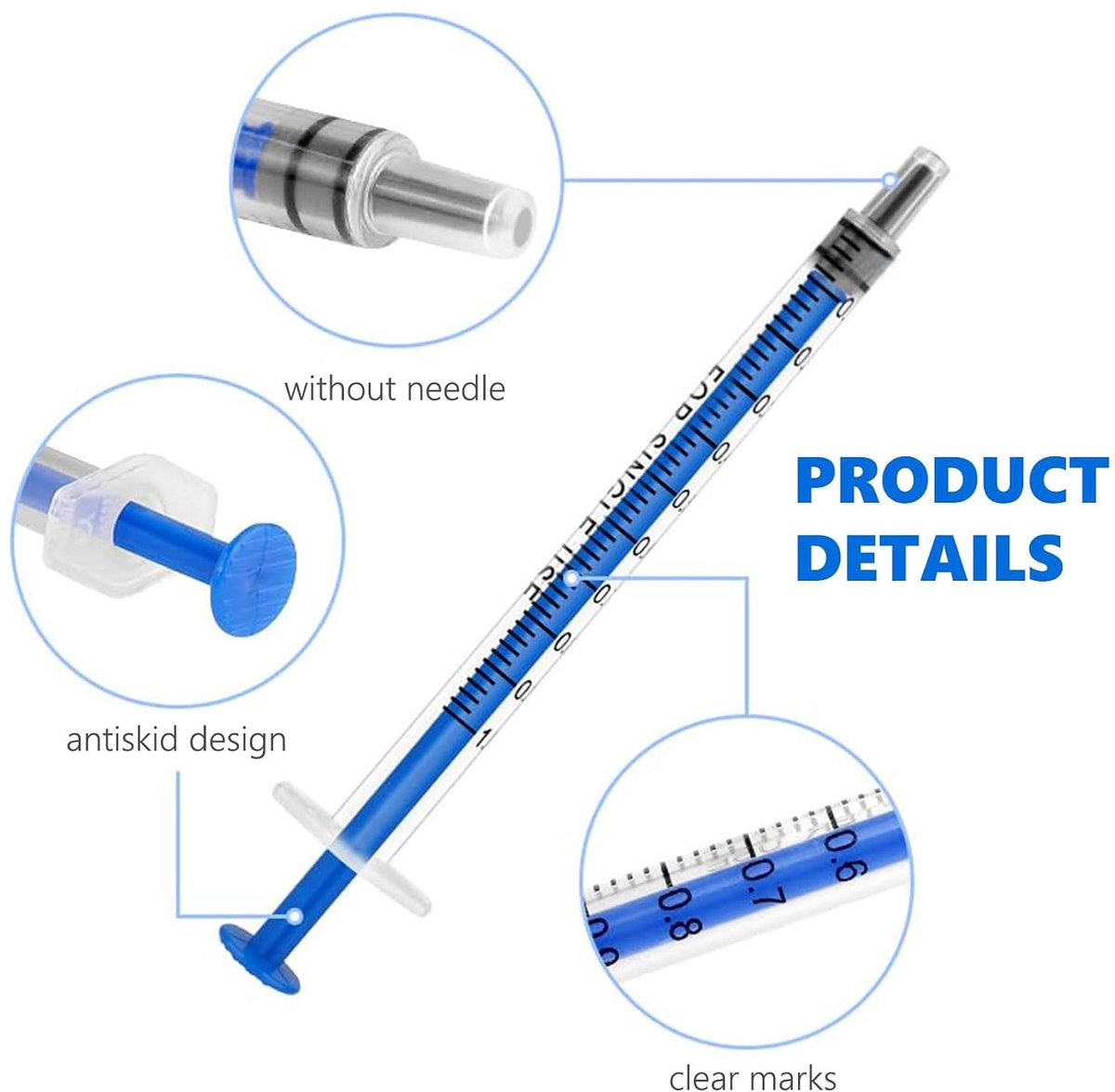 SnelShoppen - Pack van 30 Stuks 1ml Colostrum Spuiten Plastic Spuiten met Doppen Zonder Naalden voor Het Vullen en Meten van Vloeistoffen, Huisdierenv