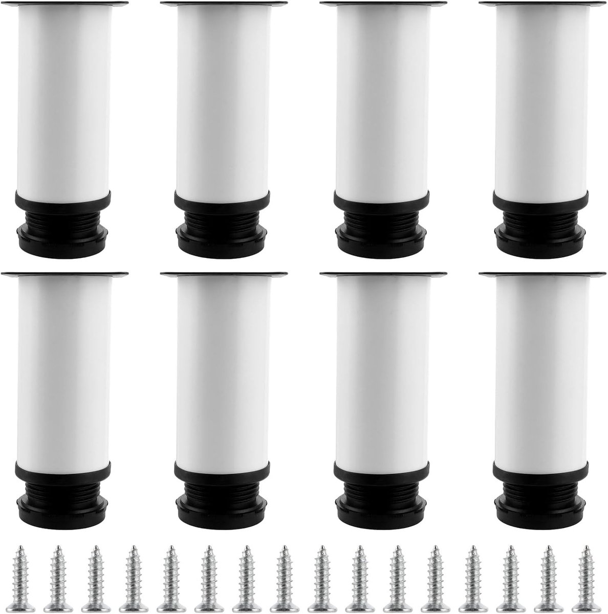 8 Stuks Verstelbare Meubelpoten van RVS, 120 mm Hoog, Ø 50 mm, Rond, Ideaal voor Banken en Kasten
