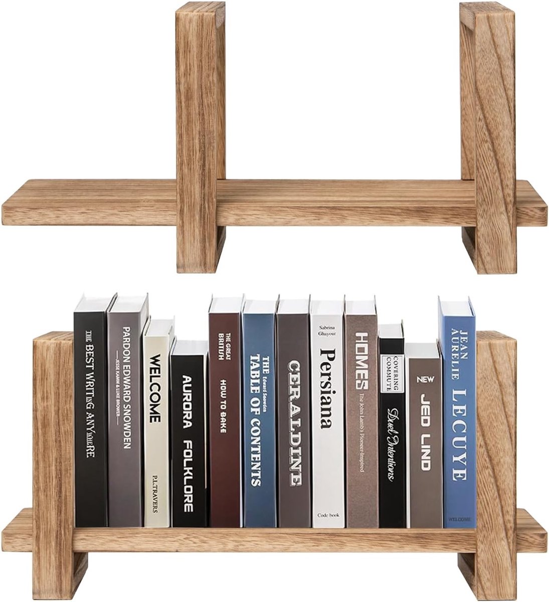 Verstelbare Bureau Boekenplank Set van 2, Houten Desk Organizer voor Kantoorbenodigdheden en Boeken, Compacte Opslagoplossing voor Thuis en Op Kantoor