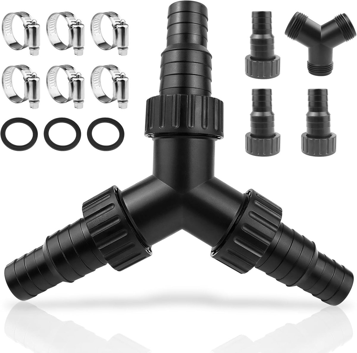 Y-waterverdeler - Zwart - 20/25 mm - ABS-kunststof - Voor Keuken en Wasmachine