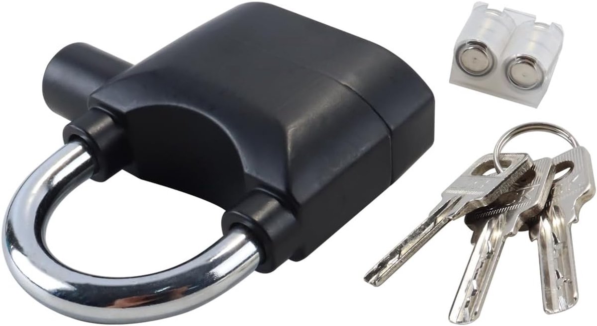 SnelShoppen - Alarm Hangslot met 110db Sirene, Zink Legering, Beveiliging voor Deur, Raam, Fiets, Poort, Diefstalpreventie, Robuust en Duurzaam