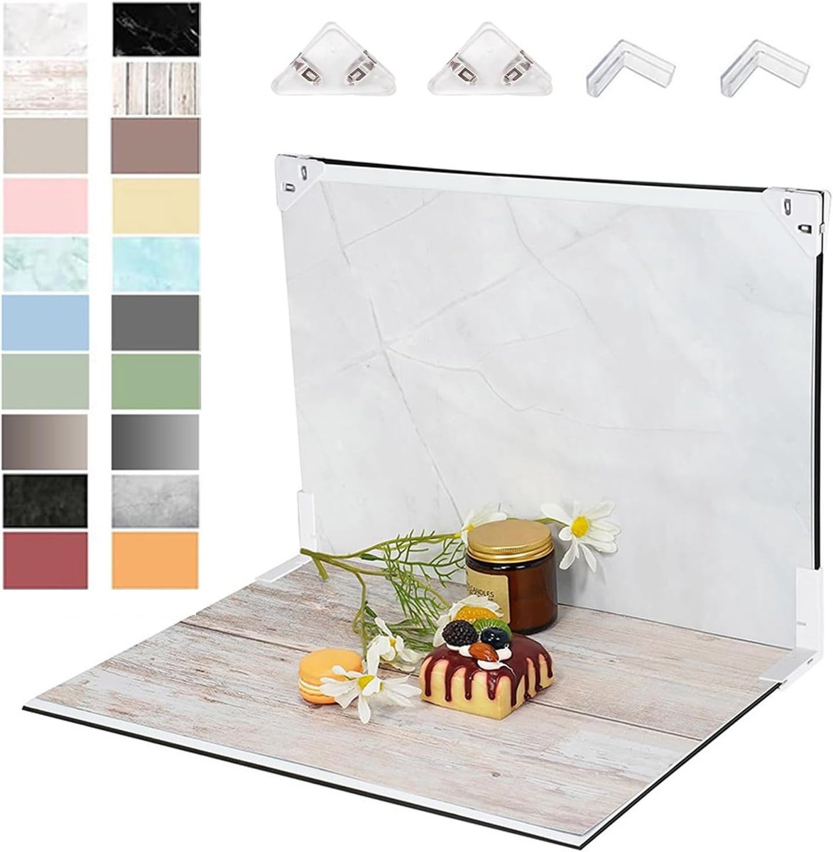 SnelShoppen - Photo Backdrops Set van 10 dubbelzijdige Achtergrond Papier 42 x 29 cm, 20 Patronen voor Voedselfotografie, Flat Props voor Sieraden, Co