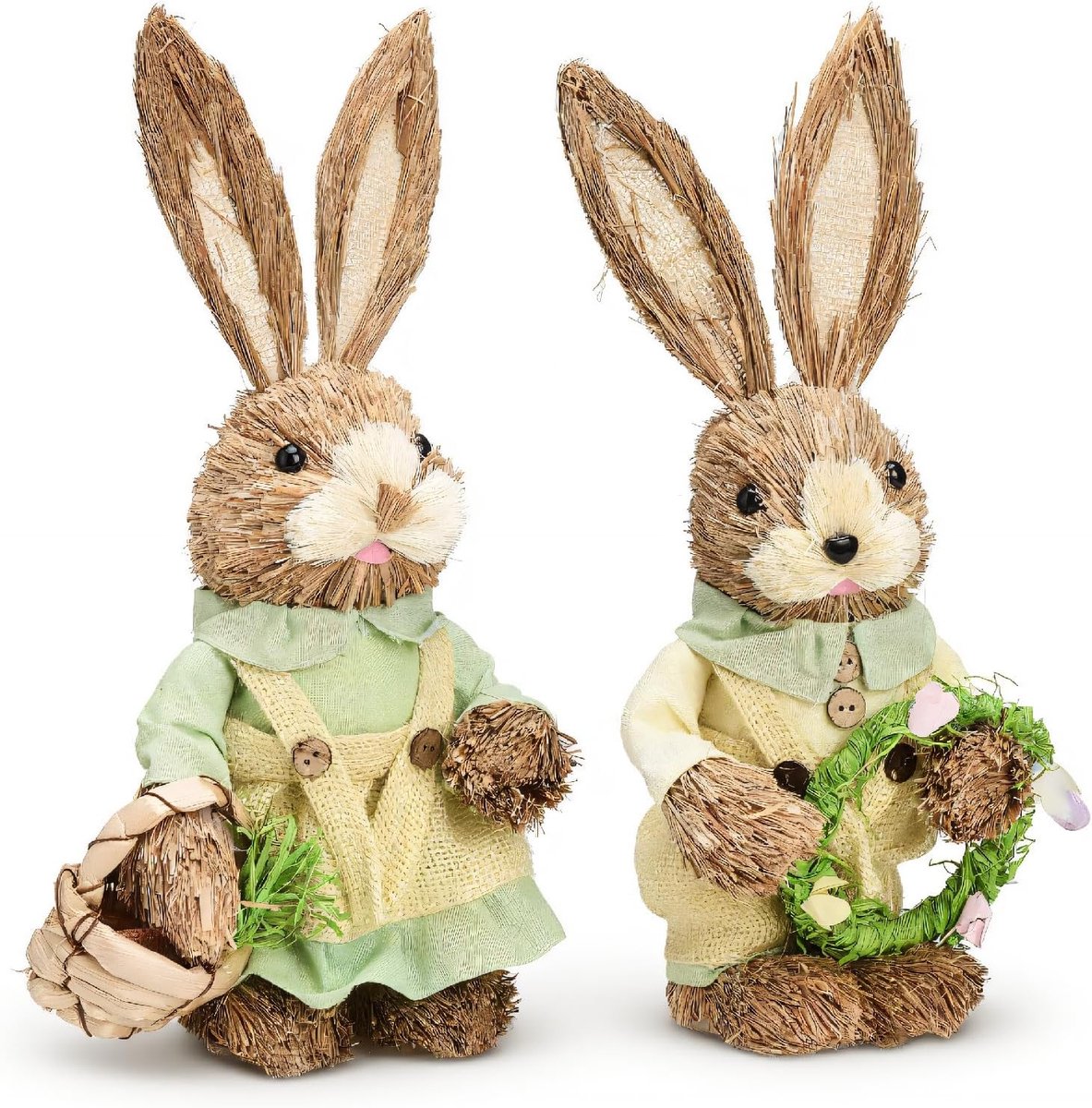 SnelShoppen - Schattige Paashaas Beeldjes - Vrolijke Schuim Decoratie - 35 Cm Hoog - Rustieke Lente Decoratie voor Thuis en Feesten
