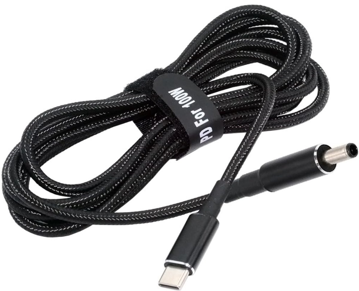 SnelShoppen - Laptop Voedingskabel USB C naar DC DE4.5x3.0MM 100W Snelladen Nylon Gevlochten Kabel 1.8M Geschikt voor PD 65W