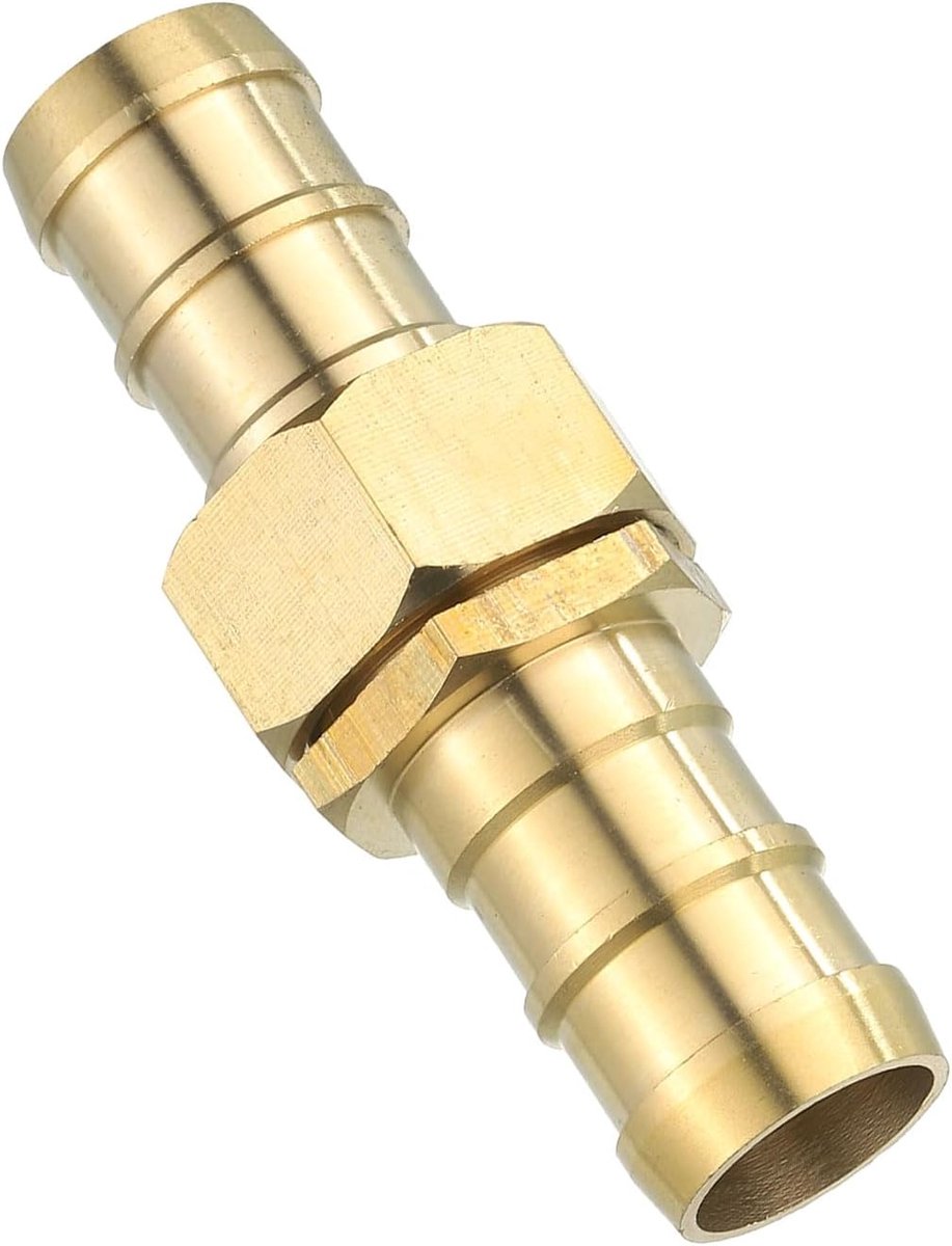SnelShoppen - Slangkoppeling 21 mm, Messing Dubbele Nippel Koppeling, Slangkoppeling voor Gas- en Tuinslangen, Duurzaam en Roestvrij, Tuinaccessoires