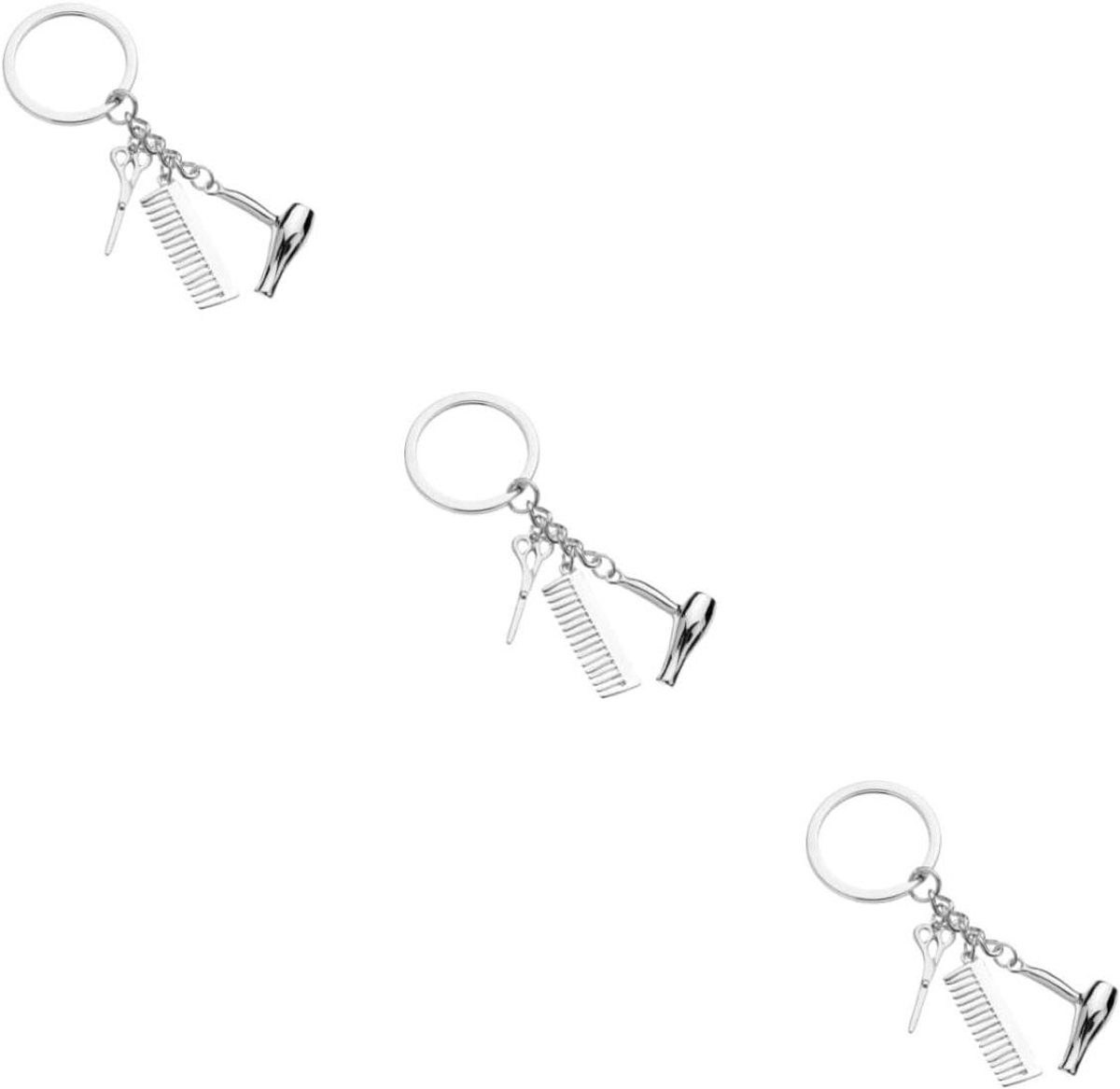 Comb Sleutelhanger Set - Kappers Sleutelhanger - Tas Decoratie - Set van 3 - 6 x 3 x 3 cm