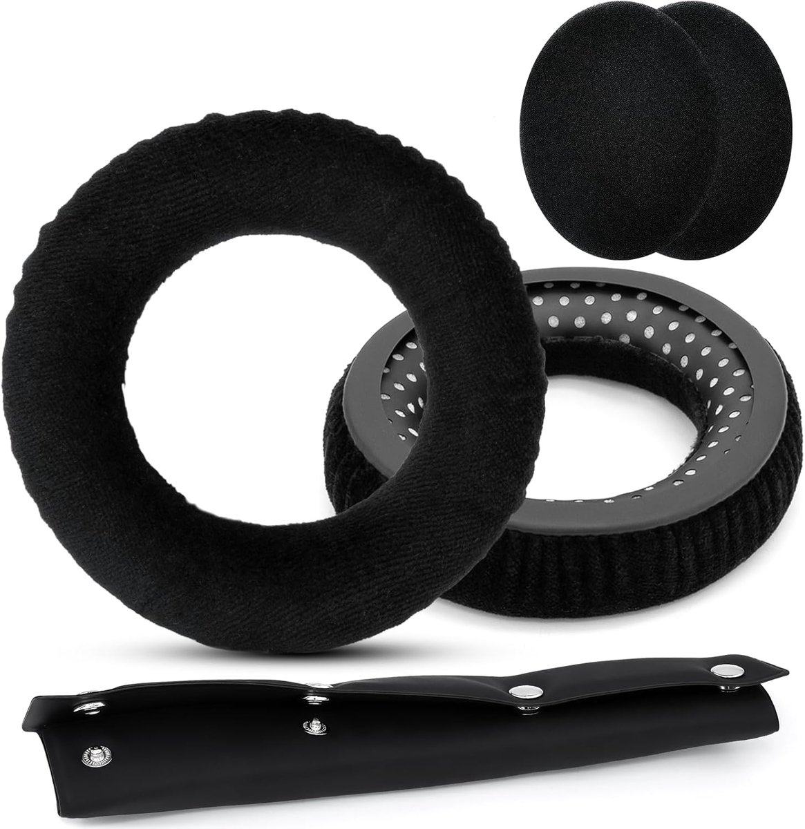 SnelShoppen - Vervangende Oorkussens Set, Oorkussens met Hoofdkussen voor Beyerdynamic T5P T1 DT440 DT990 DT880 DT770 PRO (Zwart, Oorkussens + Kussen)