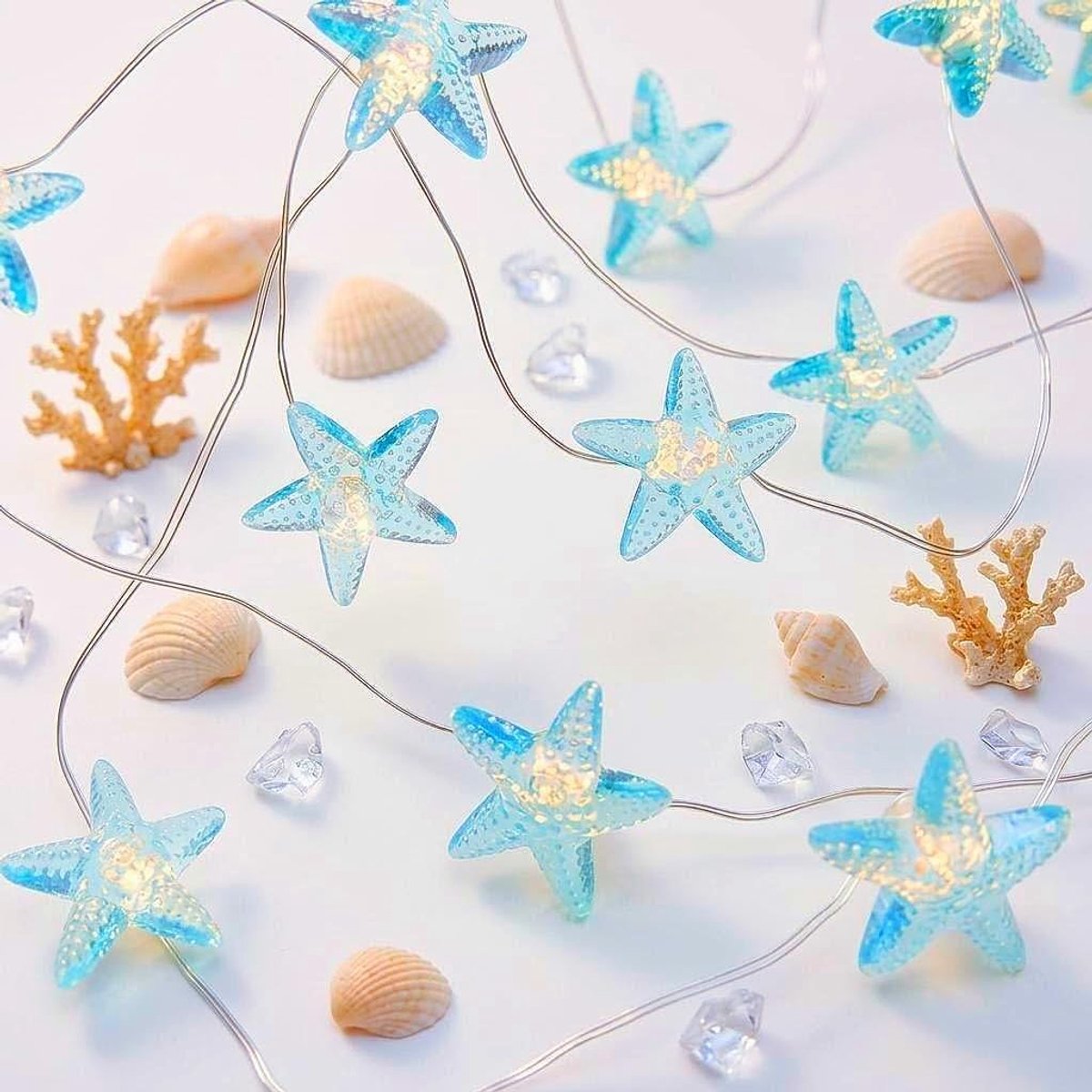 SnelShoppen - Fairy Lights Batterij Werkt Oceaan Zeester Strand String Licht 3M 30 LEDs Decoratieve Lichten voor Slaapkamer, Tuin, Feest, Bruiloft, Ke