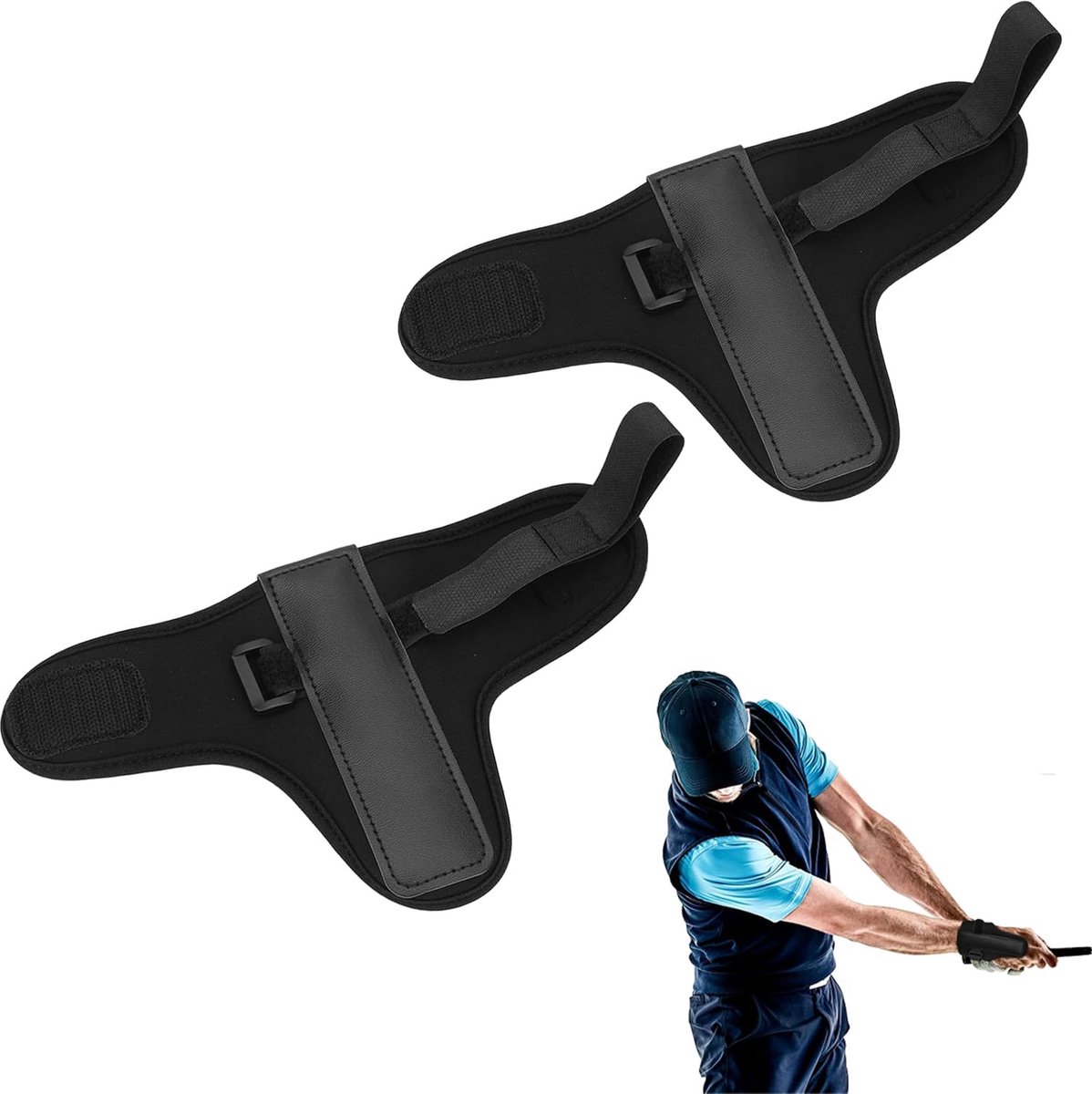 SnelShoppen - 2 Pcs Golf Training Pols Fixator, Golf Pols Trainingshulp, Pols Rust Trainer Band Accessoires, Verstelbare Klem voor Beginners, Voor Les