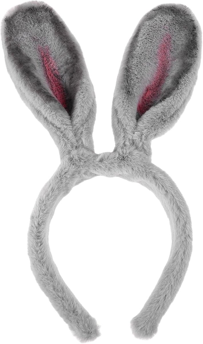 SnelShoppen - Rabbit Ears Hoofdband met Grijze Lange Oren, Bunny Hoofdband voor Feest, Bruiloft, Verjaardag, Furry voor Vrouwen