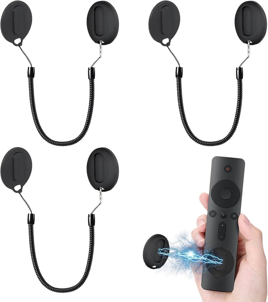 SnelShoppen - 3-delige Magnetische Afstandsbediening Houder met Wandmontage en Intrekbare Draad, Sterke Silicone Afstandsbediening Houder voor Woonkam