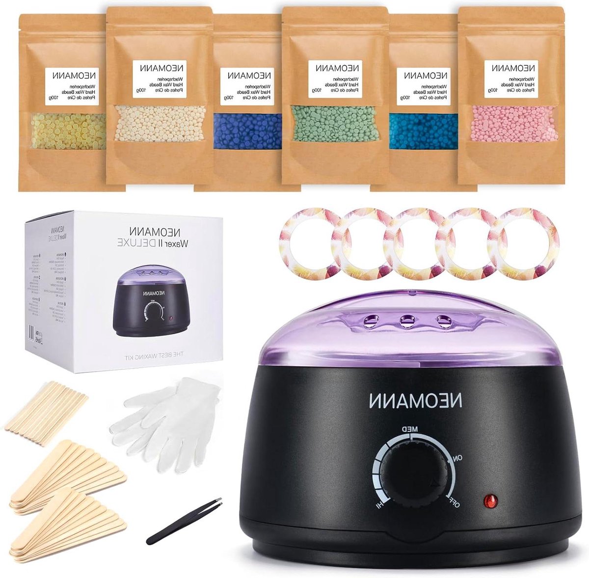 Waxverwarmer Set - Ontharingsapparaat Harsen - Professionele Ontharing - Teflon Coating - 600g Waxkralen - Wit
