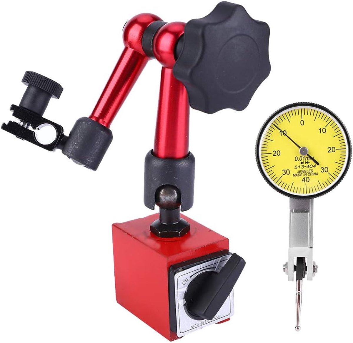 SnelShoppen - Magnetische Basis Houder en Draaiknop Testdisplay - Flexibele Sterke Magnetische Meter Tripod Houder + Wijzerplaat Klok voor Oppervlakte