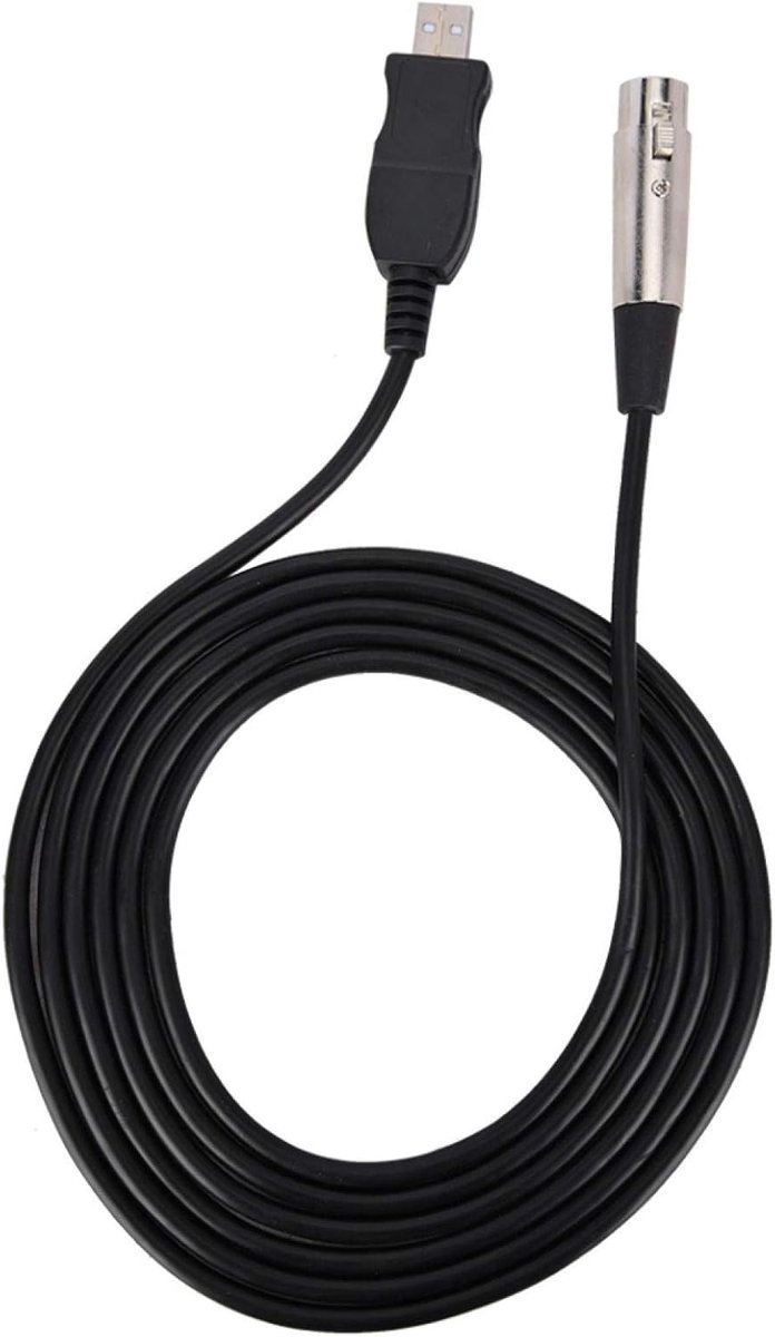 SnelShoppen - USB Naar XLR Microfoon Kabel, Microfoon Link Adapter Snoer XLR Vrouwelijk Naar USB, Plug and Play, 2.8M, Zwart, Geschikt Voor Computer O
