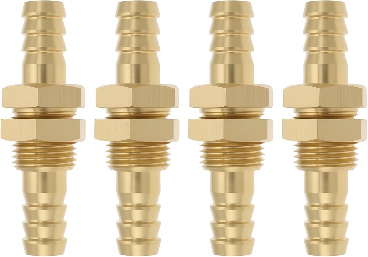 SnelShoppen - 4X 8 MM Messing Schot Dual Fitting Barb Pijp Slang Buis Connector Adapter voor Brandstof Water Lucht Boot Sanitair - Hoogwaardige Verbin