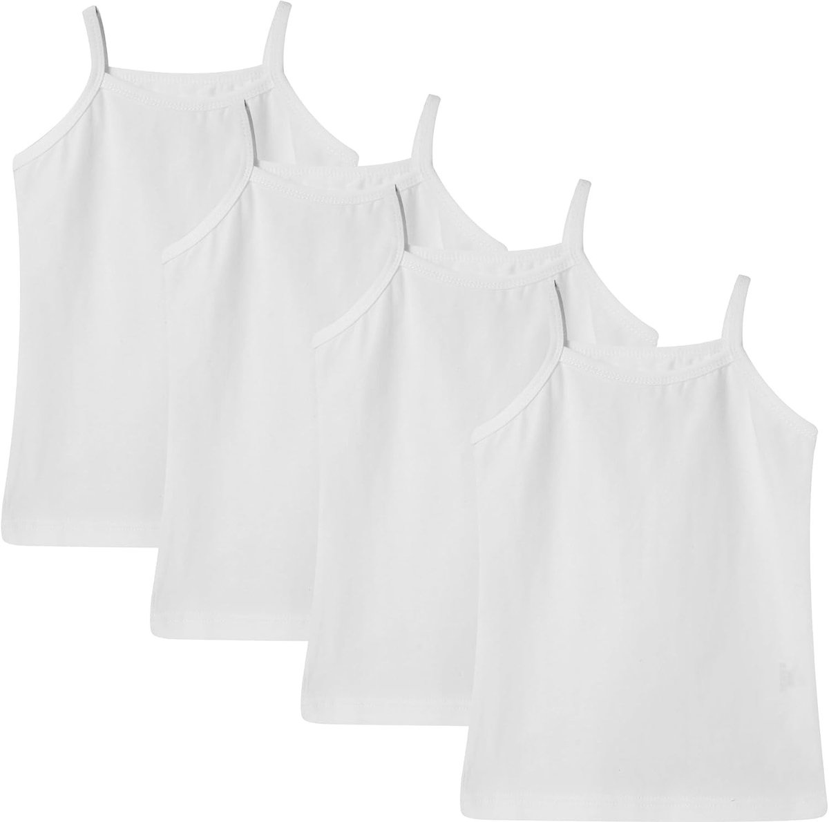 Comfortabele en Ademende Tanktops voor Meisjes van 2-8 Jaar - Set van 4 Stuks met Zachte Bodices en Normale Laklaag