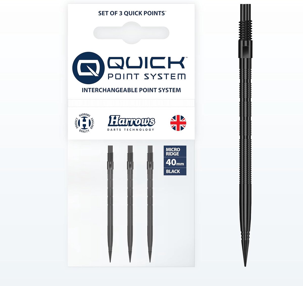 SnelShoppen - Harrows Micro Grip Quick Points - Precisie CNC-gefrezen dartpunten met verbeterde vinger grip en breukvrije ontwerp - Snelle verwisselba