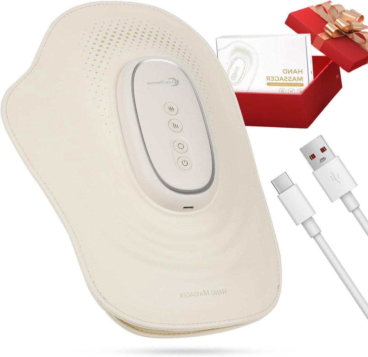 Handmassageapparaat - Luchtdruk Massage - Spierherstel - Vijf Vingermassagezones - 14 x 6 x 23 cm - Zwart