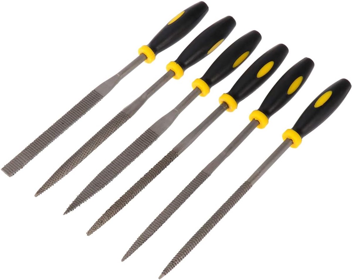 SnelShoppen - 6 Stuks 180 x 5 mm Houten Vijl Set - Mini Houten Vijlen en Rasp met Ergonomische Handgreep voor Houtbewerking en Doe-Het-Zelf Projecten