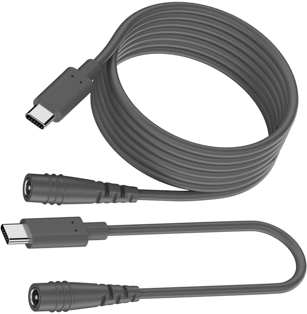 SnelShoppen - USB-C naar DC Voedingskabel 3m + USB-C naar DC Voedingskabel 0.5m, USB-C Vrouwelijk naar DC 5521 Mannelijk Verlengkabel voor 20V/65W Typ