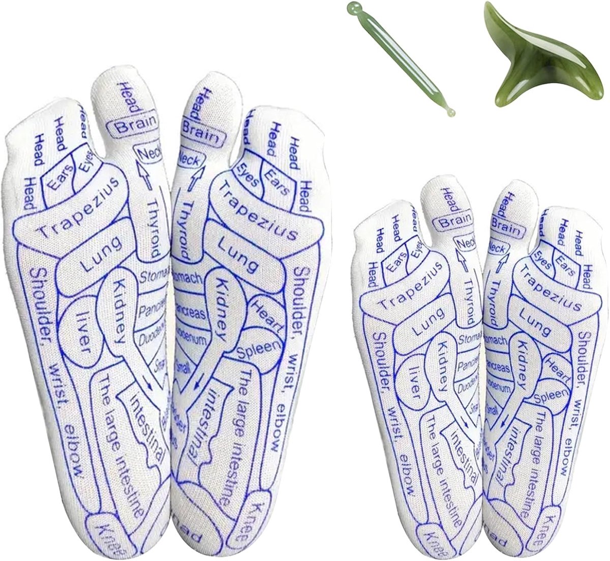 SnelShoppen - 2 paar voetreflexzonesokken met 2 massagehulpmiddelen, comfortabele voetmassage sokken voor mannen en vrouwen, reflexologie sokken voor