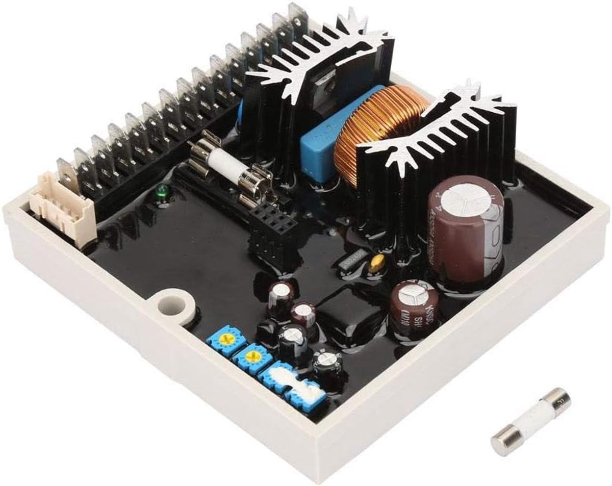 SnelShoppen - AVR 5A DC Automatische Spanningsregelaar voor Meccalte Generator A6762 40-270VAC met Digitale Controle, Fuses en Handleiding