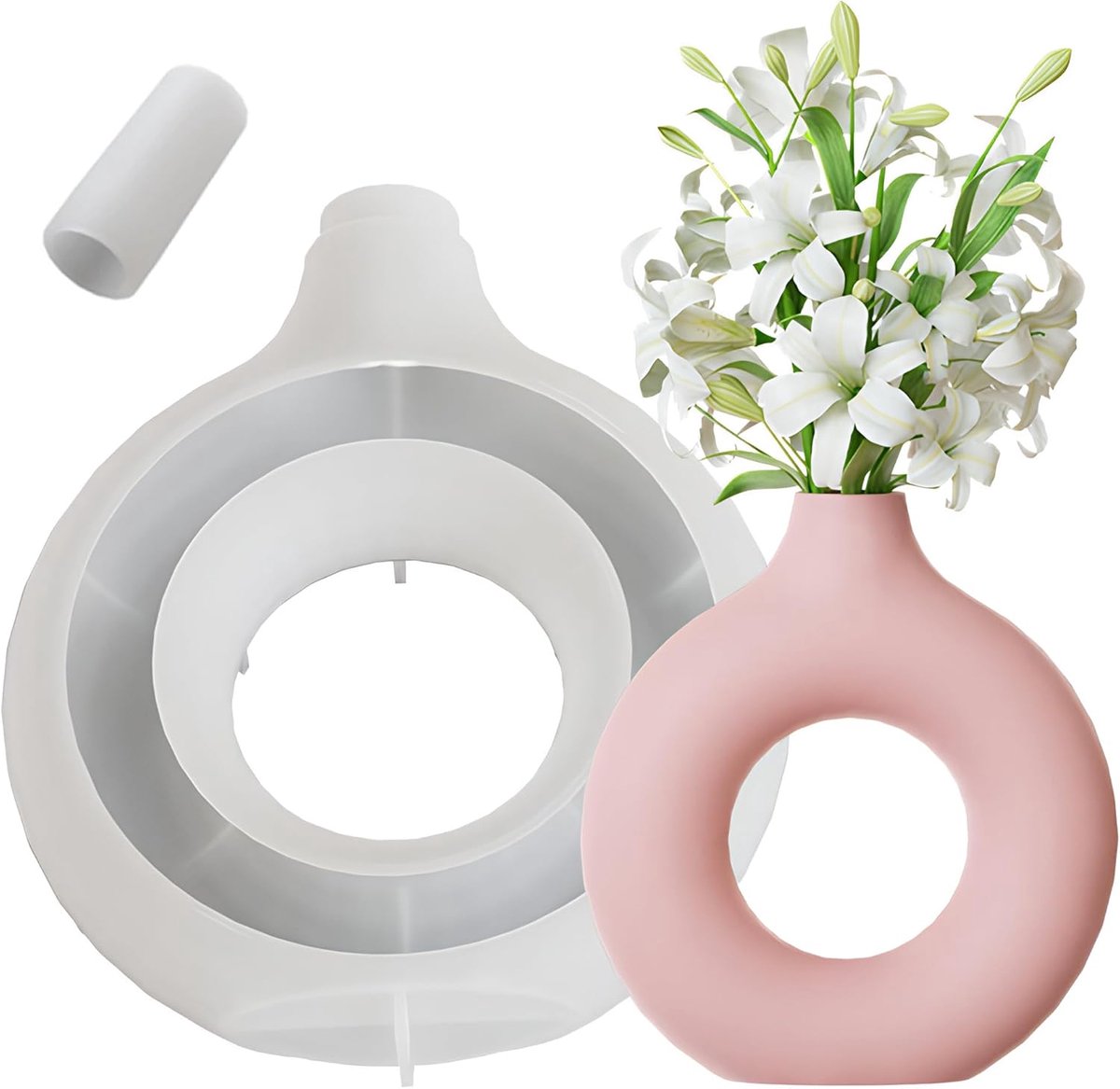 DHER Flowers Epoxy Shapes Resin Mold for Vase DIY Epoxy Resin Essay Crystal Creative Arrangement Flower Device (Circle - ShopVlot
