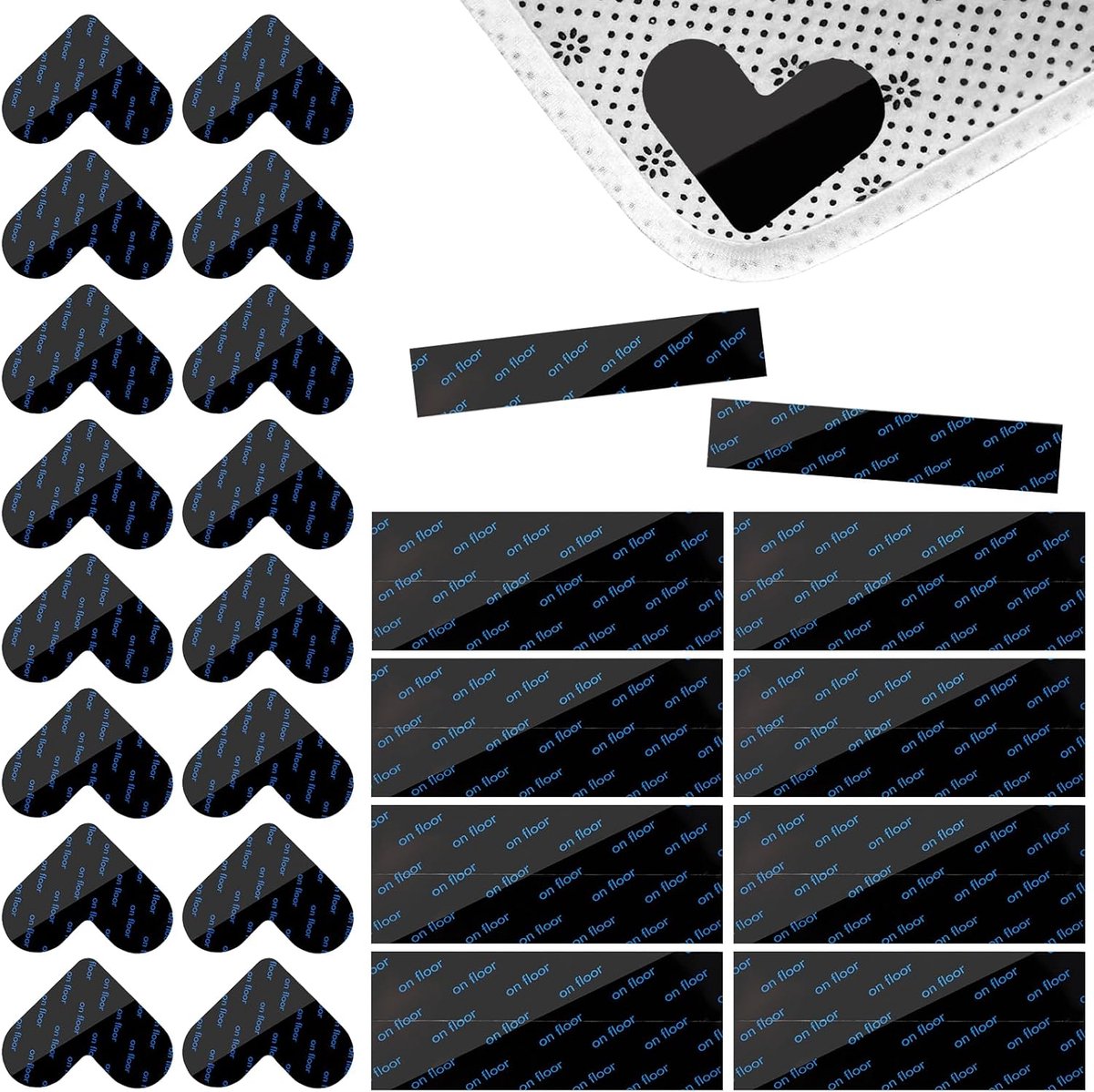 SnelShoppen - 32 Stuks Anti-slip Matten voor Tapijt, Antislip Tapijttape, Tapijt Grip, Wasbaar en Herbruikbaar, Voor de Meeste Tapijten, Houten Vloere