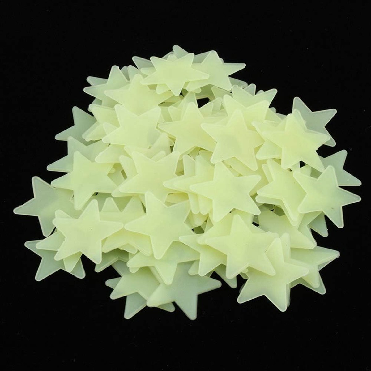 SnelShoppen - 100 Stuks Luminous Wandstickers Sterren 3 x 3 cm Lichtgroen Glow in the Dark, 15 Minuten Opname Plafonddecoratie Kinderkamer Rustgevende
