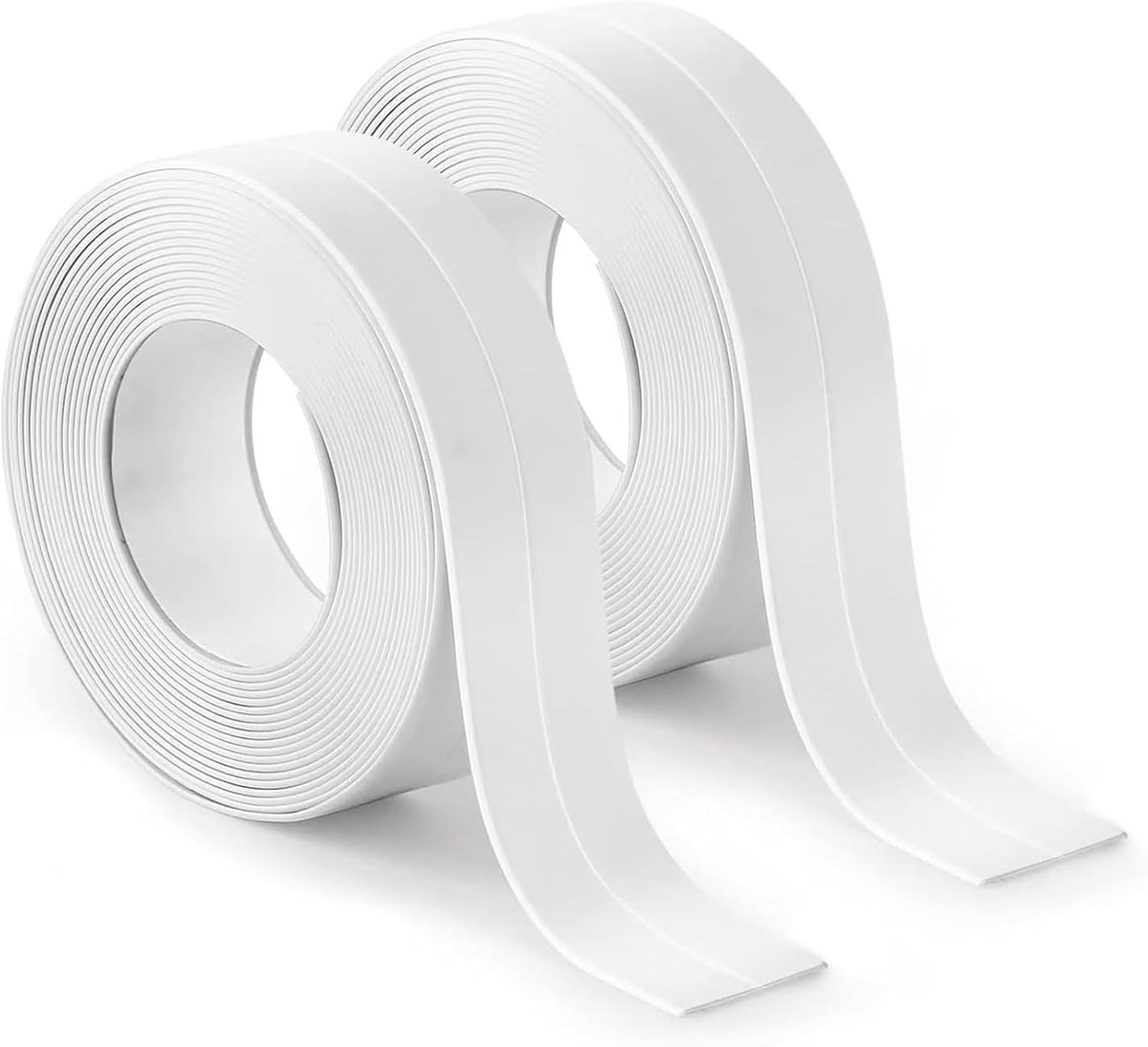 SnelShoppen - 2Pcs Zelfklevende Soft Plinten 3.3m x 22mm voor Keuken en Badkamer, PVC Sealing Tape, Witte Plinten voor Onregelmatige Randen