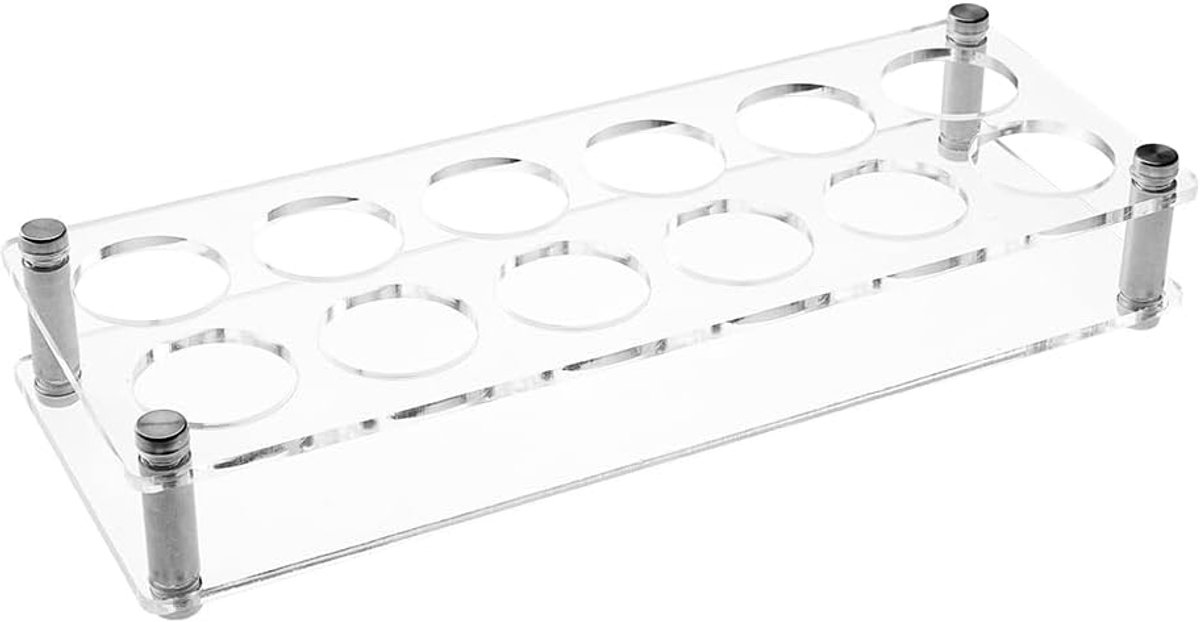 SnelShoppen - Shotglas Organizer met 12 Gaten - Transparante Acryl Shotglas Houder - Rectangular Shotglas Tablet voor Feest, Kerst, Club, Bar - 29 x 1