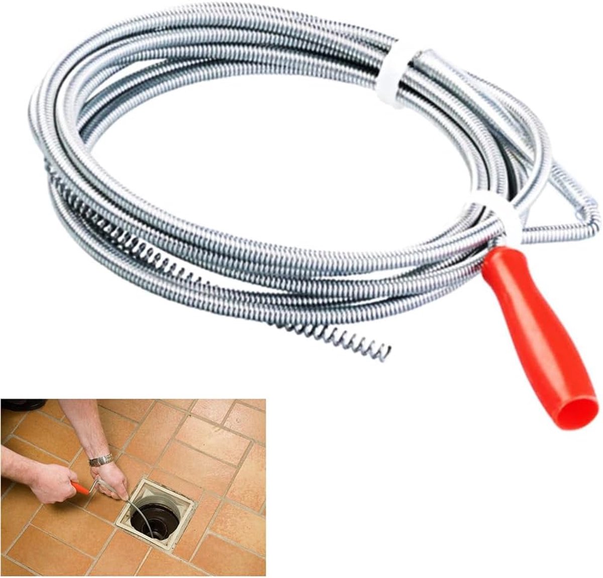 SnelShoppen - Aililong Afvoerpijp Reinigingsspiral - Milieuvriendelijke Afvoerreiniger Spiral - Flexibele Oplossing voor Verstopte Afvoeren - 3.2m x 5