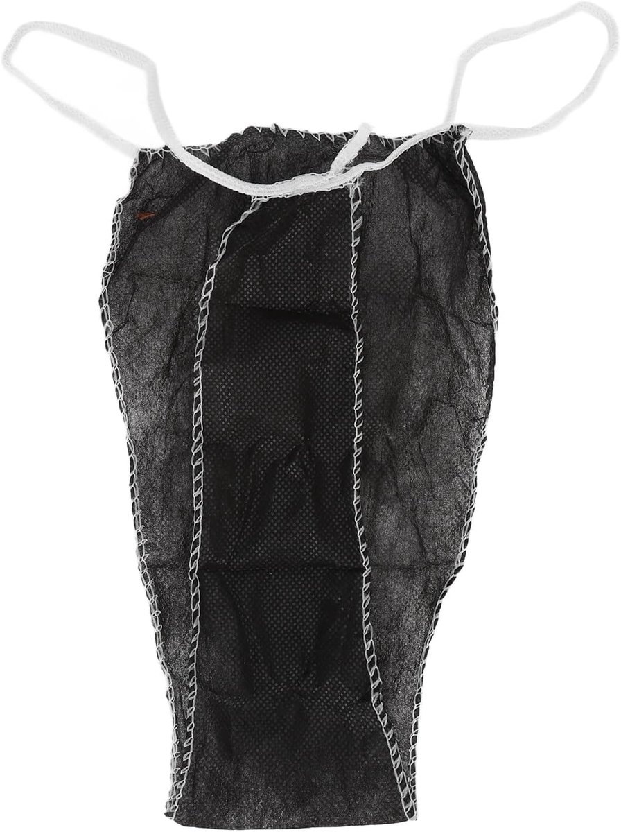SnelShoppen - 50 Stuks Wegwerp String Onderbroeken Vrouwen - Zwarte Non-woven Stof - Ideaal voor Spa, Reizen, Massages en Tannen