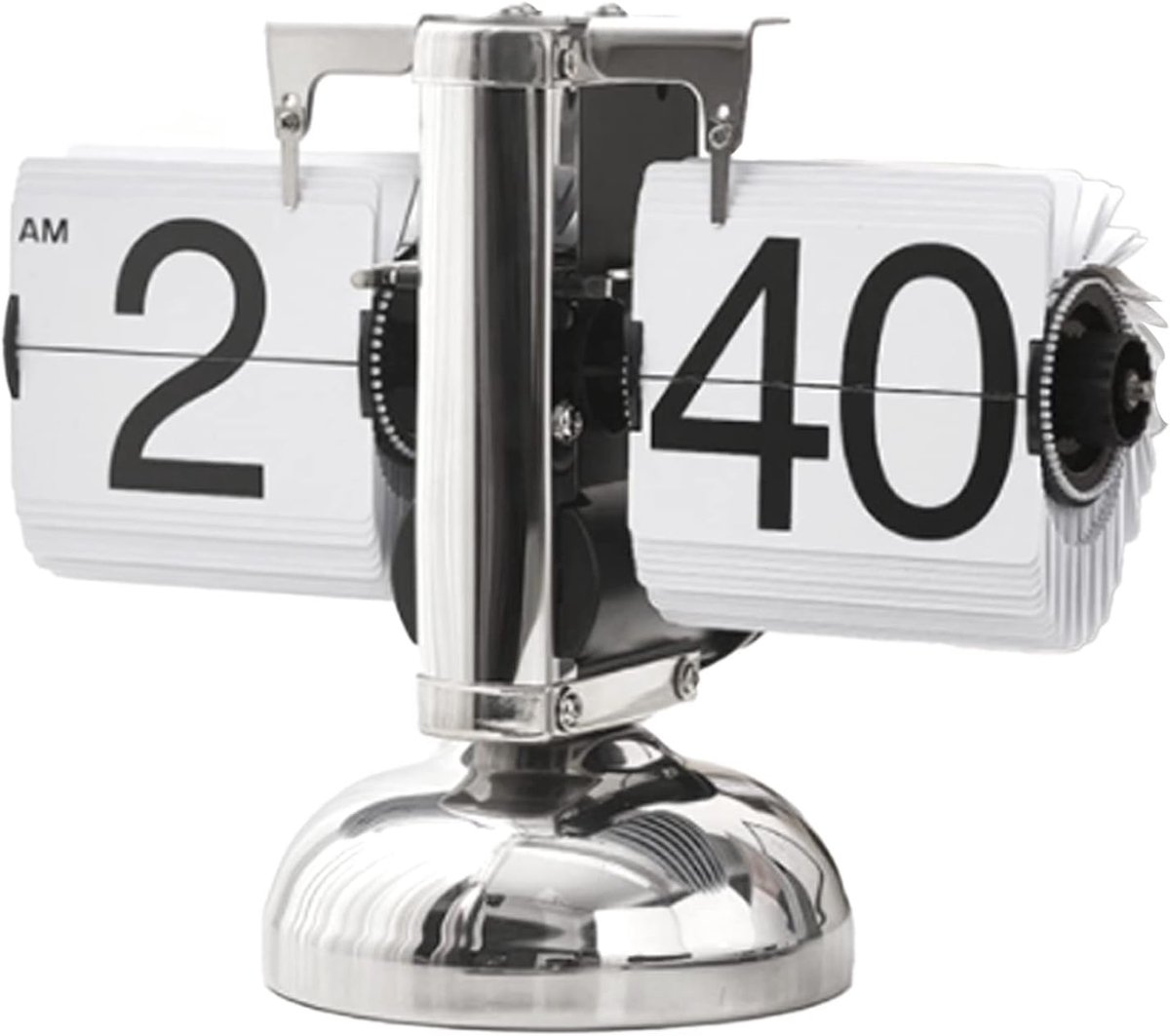 SnelShoppen - Digitale Flip Klok, Retro Minimalistische Mechanische Flip Klok voor Bureau, Wit, Perfect voor Woonkamer, Studie en Kantoor