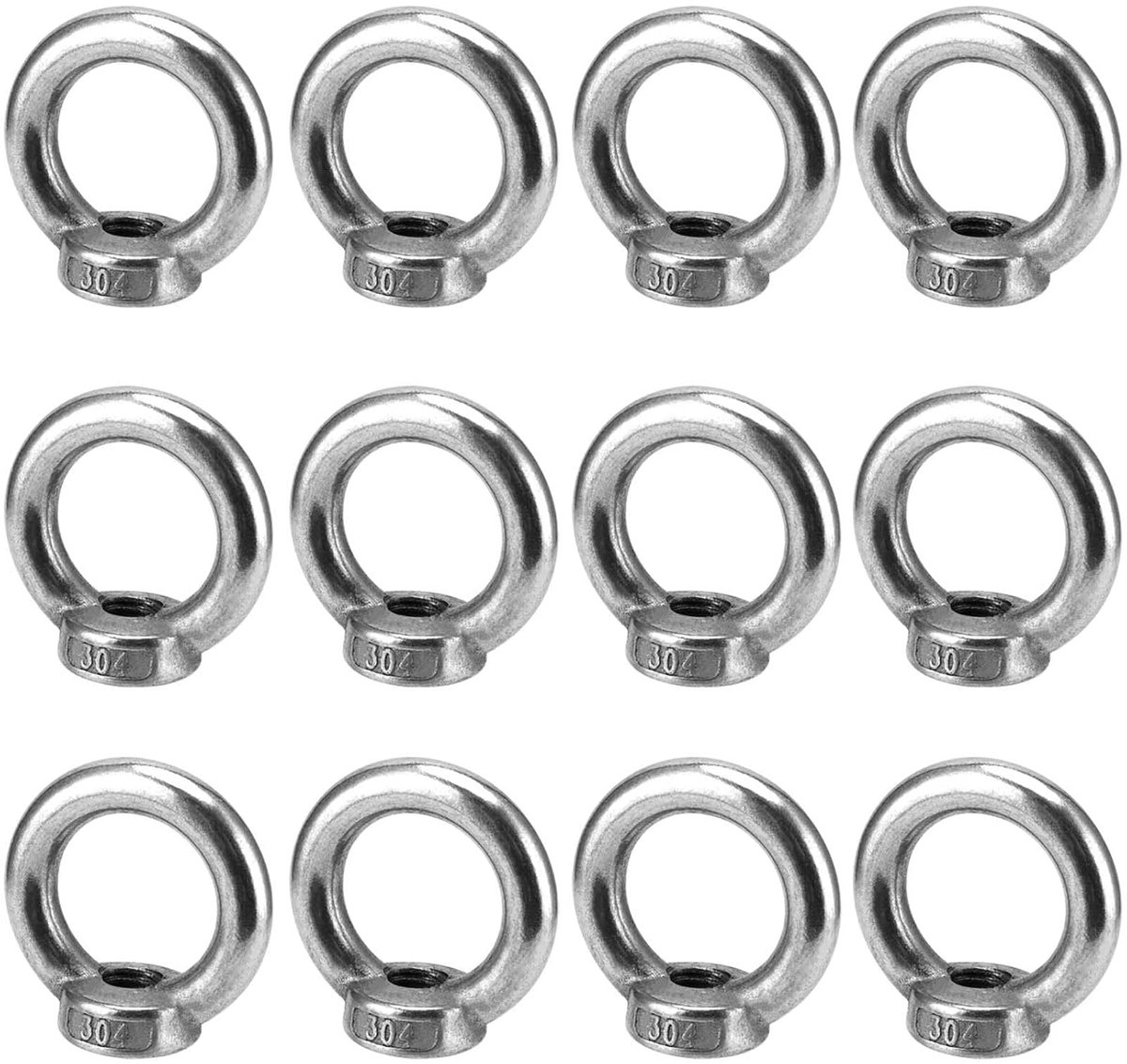 SnelShoppen - 12 Stuks Ring Lifting Ogen M10, 304 RVS Ringvormige Oogmoeren, Vrouwelijke Schroefbouten Bevestigingshardware voor Hefaccessoires