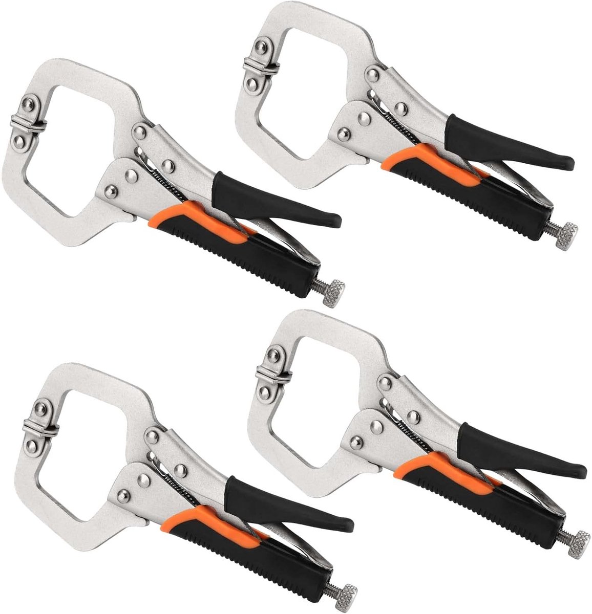 SnelShoppen - 4 Stuks 15.5cm Metaal Grijp Klemmen, Verstelbare C Klemmen, Zware C Klemmen met Verstelbare Schroef en Draaimatten voor Houtbewerking, L