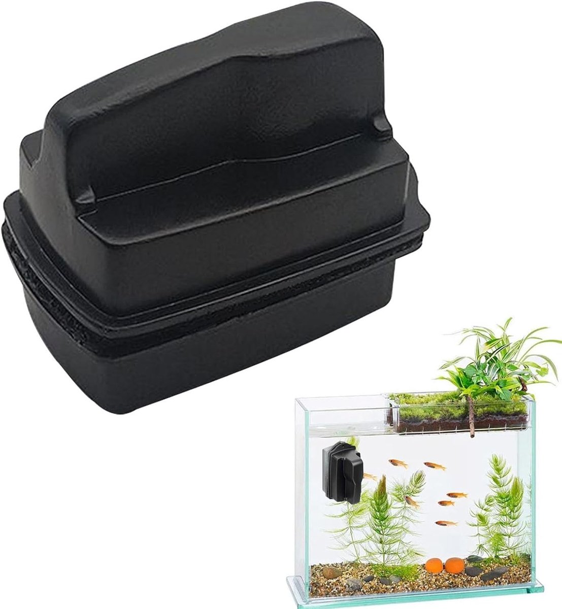 SnelShoppen - Magnetisch Glaskraanreinigingsmiddel voor Aquaria, S (5.5 x 3.5 x 4.2 cm) - Efficiënt Aquariumaccessoire, Geschikt voor 0.5 cm Dikke Rui