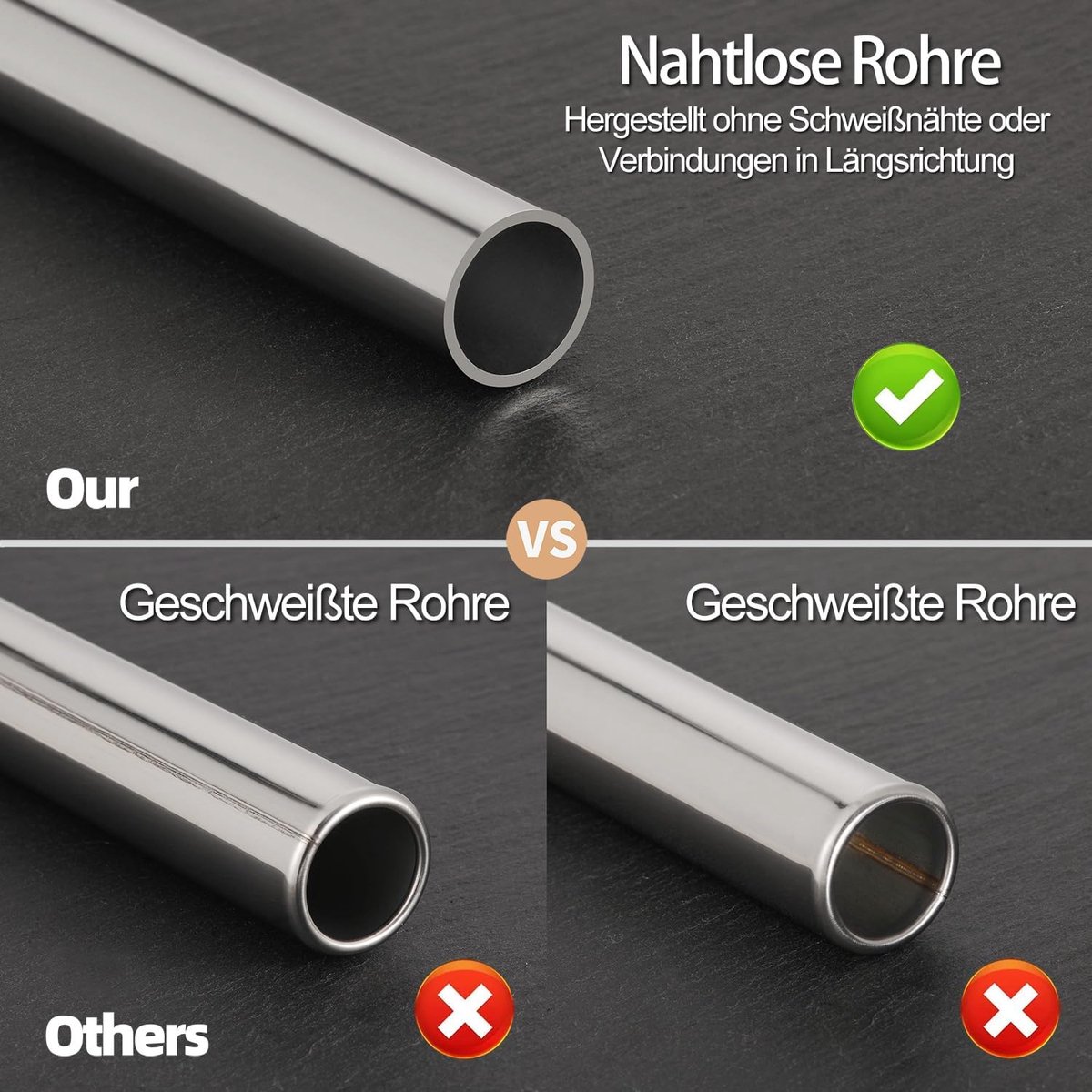 SnelShoppen - 6x RVS Buizen Ø 4mm (5/32") Roestvrijstalen Rondbuis V2A 300mm - Duurzaam, Corrosiebestendig, Voor Industrie, Railing, Binnen- en Buiten